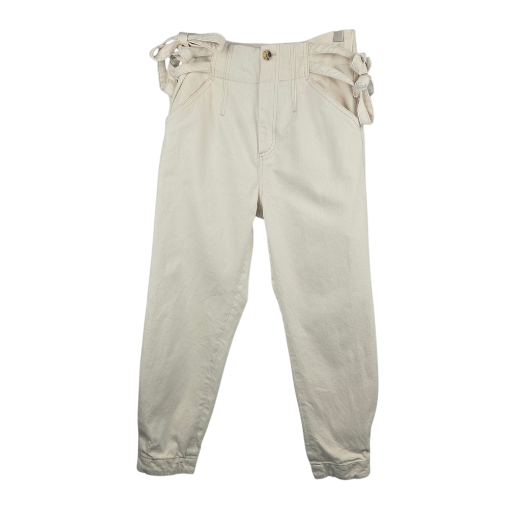 Something Navy Sydney Side Tie Cropped Jeans Cream Denim Size 4